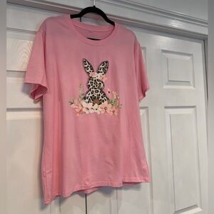 Women's Pink Bunny Graphic Short Sleeve Tee